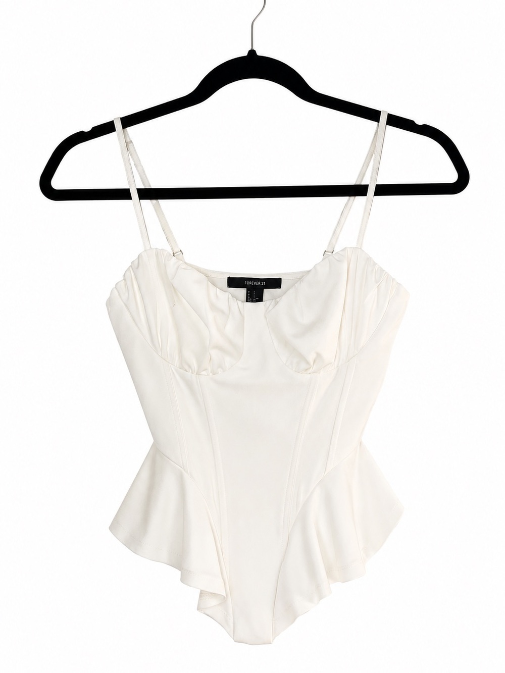 Forever 21 Ivory Corset Peplum Cami Top